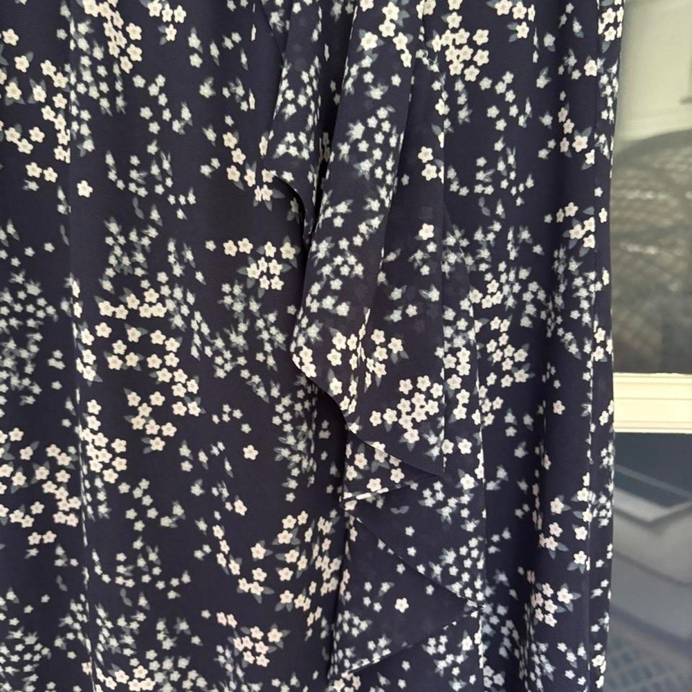 Michael Kors georgette midi skirt floral navy SZ XS - Picture 2 of 6
